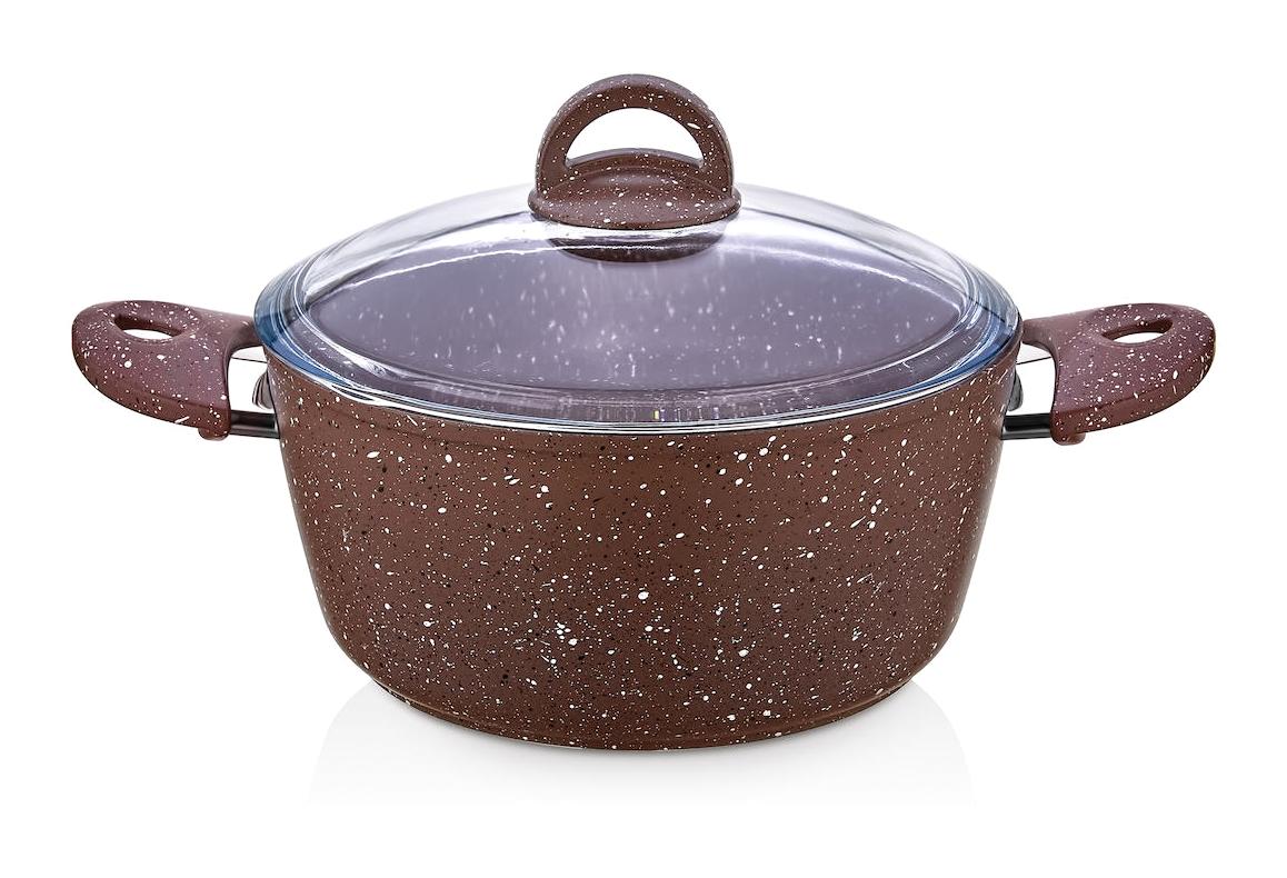 Saflon SF3624GR Cam Kapaklı Granit 24 cm Derin Tencere