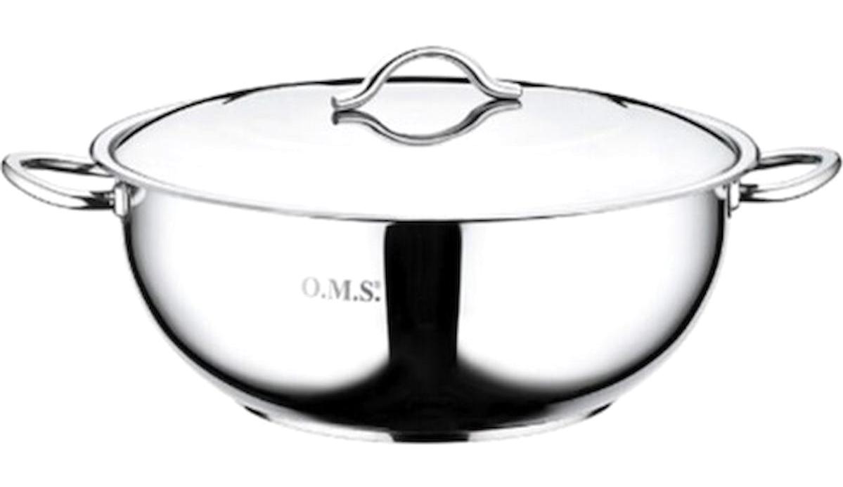 Oms 2006 İndüksiyonlu Cam Kapaklı Çelik 16 cm Basık Tencere