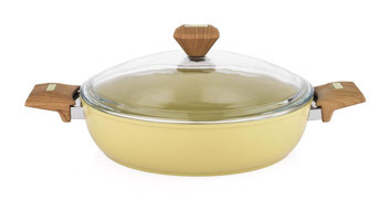 Schafer Fiesta Cam Kapaklı Seramik 28 cm Karnıyarık Tenceresi Sarı