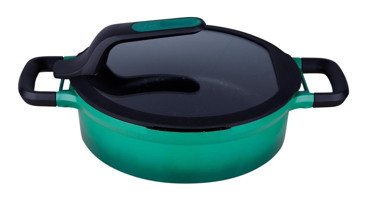 Berghoff Gem Stay Cool Açık Yeşil İndüksiyonlu Cam Kapaklı Alüminyum 26 cm Karnıyarık Tenceresi