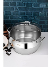 Cooker Ckr908 Lara Cam Kapaklı Çelik 28 cm Derin Tencere