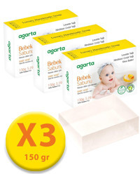 Agarta Lavanta Yağı-Hindistan Cevizi Yağı Katı Bebek Sabunu 3x150 gr
