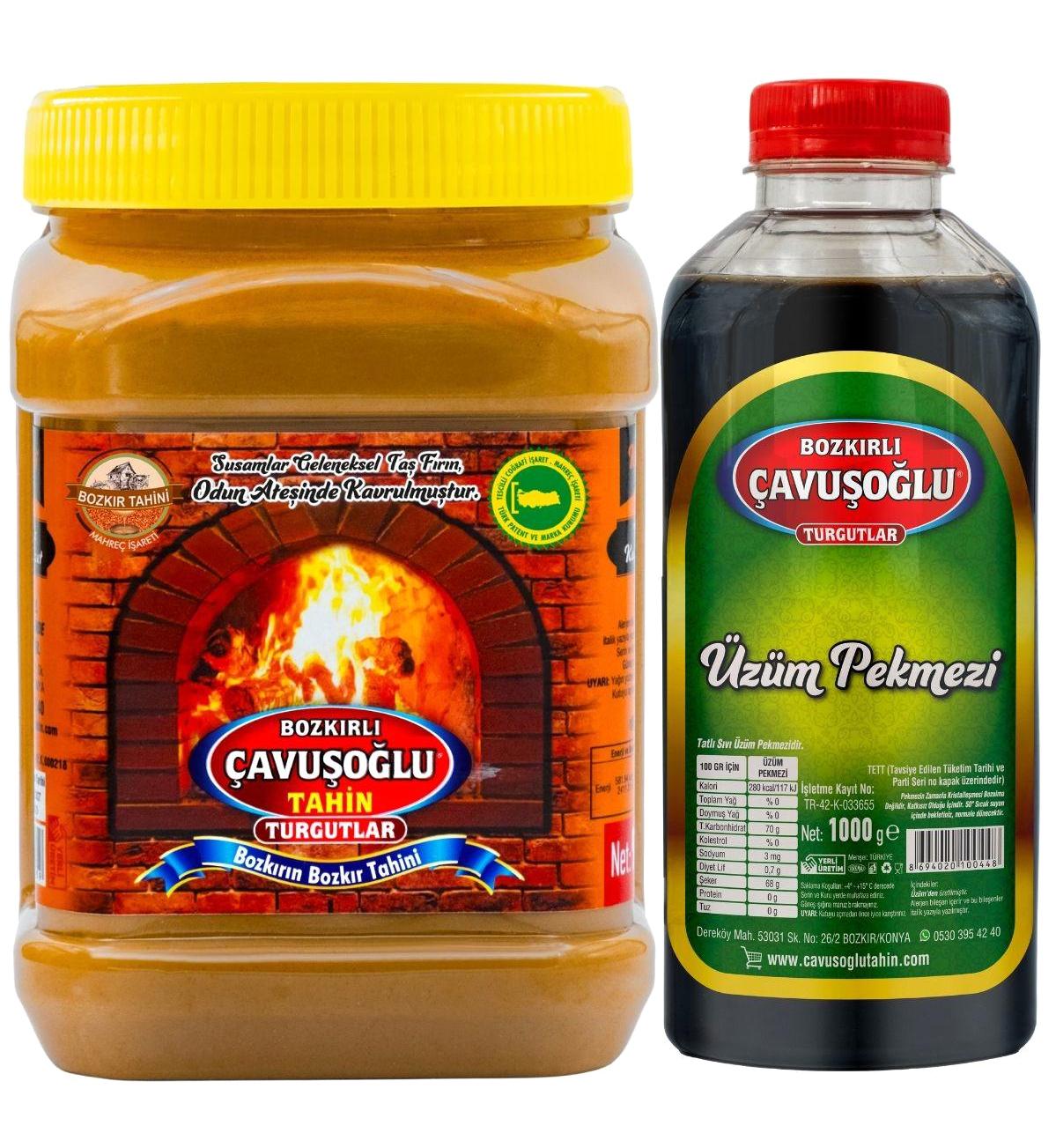 Bozkırlı Çavuşoğlu Çifte Kavrulmuş Kepekli Bozkır Tahin 930 gr + Keçiboynuzu Pekmezi