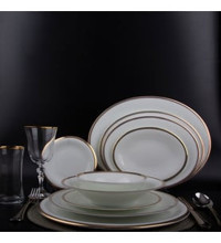 Evaliza Grace Gold 60 Parça 12 Kişilik Desenli Porselen Yuvarlak Yemek Takımı