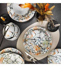 Kütahya Porselen Zeugma DG349 24 Parça 6 Kişilik Desenli Porselen Yuvarlak Yemek Takımı