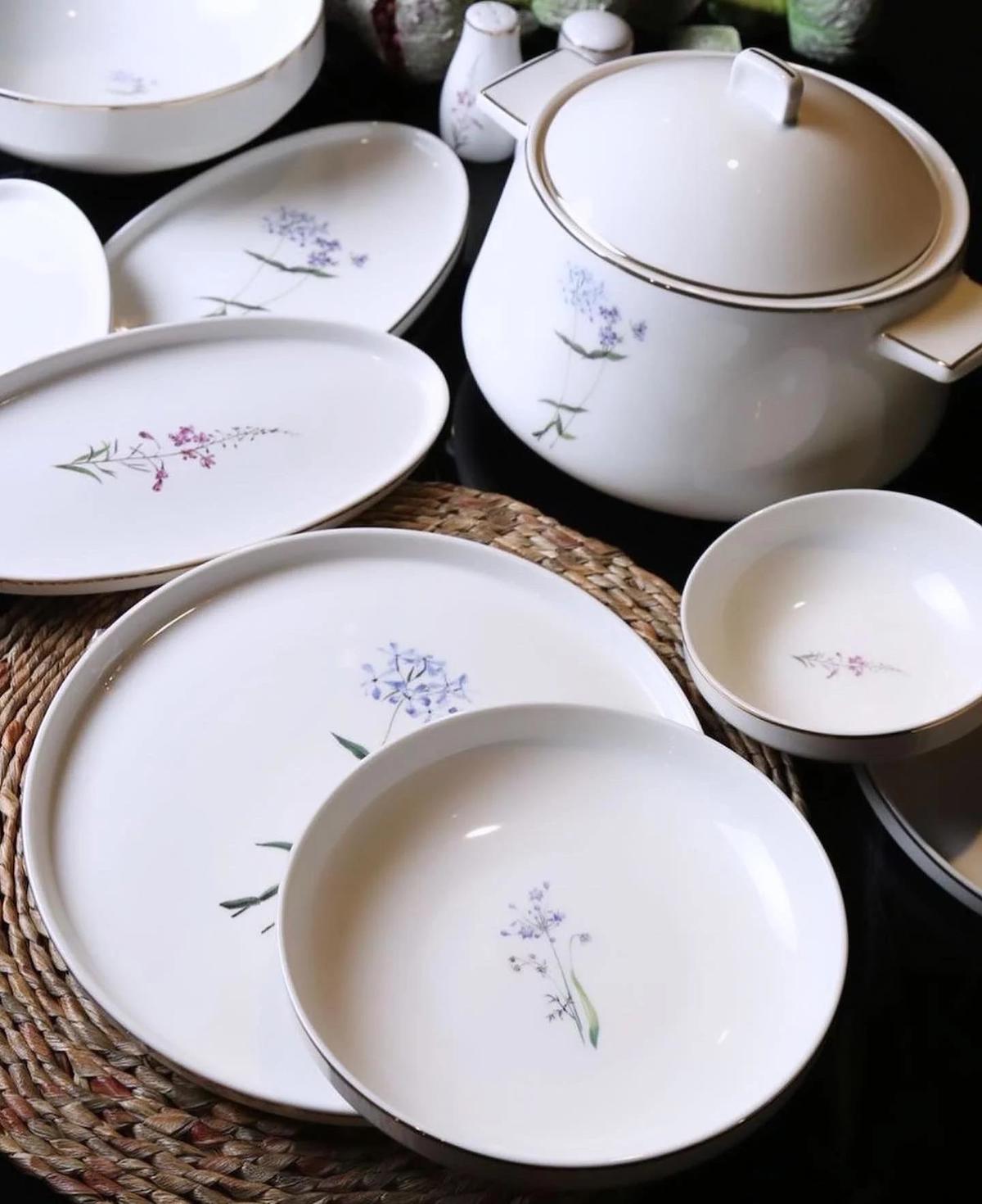 Roy King Flora 60 Parça 12 Kişilik Desenli Porselen Oval Yemek Takımı