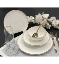 Roy King Gold Slender DSN 045 24 Parça 6 kişilik Desenli Porselen Oval Yemek Takımı