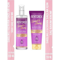 Restorex Speed&Strong Sarmaşık Özlü Sülfatsız Onarıcı-Canlandırıcı Tuzsuz Boyalı Tüm Saçlar için Durulanmayan Kadın Saç Kremi 200+250 ml