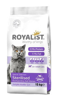 Royalist Sterilised Tavuklu Kısırlaştırılmış Yetişkin Kuru Kedi Maması 15 kg