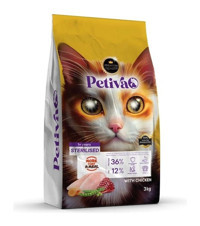 Petiva Tavuklu Az Tahıllı Yetişkin Kuru Kedi Maması 3 kg