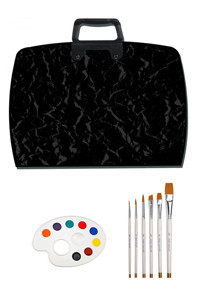 Acuto Keep Smile Fermuarlı Siyah Plastik Resim Çantası 38x55 cm
