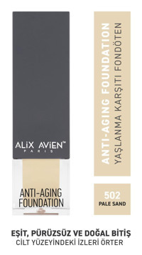 Alix Avien Yaşlanma Karşıtı 502 Pale Sand Su Bazlı Güneş Koruyuculu Krem Şişe Fondöten 35 ml
