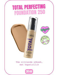Callista Beauty Total Perfecting 250 Koyu Bej Güneş Koruyuculu Vegan Likit Şişe Fondöten 30 ml
