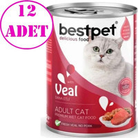 Bestpet Dana Eti Jöleli-Parça Etli Yetişkin Yaş Kedi Maması 12x400 gr