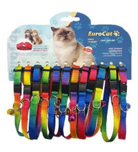 Eurocat Gökkuşağı Zilli Düz Çok Renkli Gezdirme Boyun Kedi Tasması