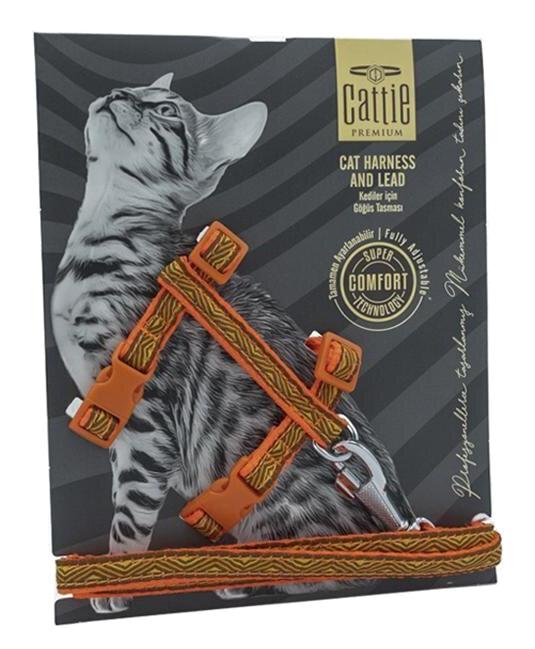 Cattie Premium Kahverengi Gezdirme Göğüs Kedi Tasması