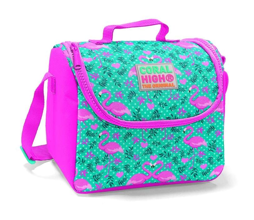 Coral High 22712 Flamingolu Termoslu Pembe - Su Yeşili Beslenme Çantası
