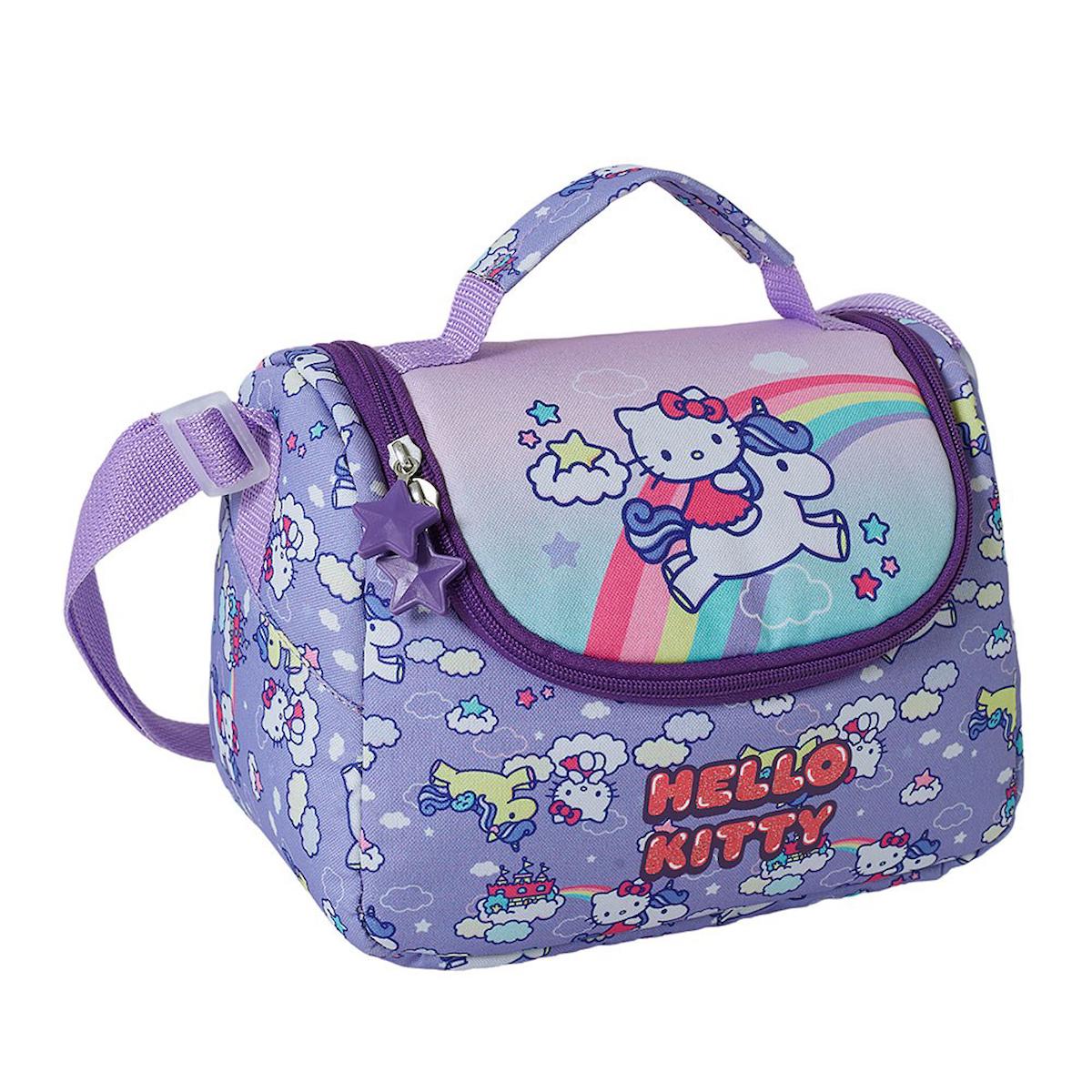 Hello Kitty 2218 Kedili Termoslu Hello Kitty Mor Beslenme Çantası