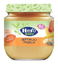 Hero Baby Tahıllı Glutensiz Organik Muzlu-Şeftali Kavanoz Maması 120 gr