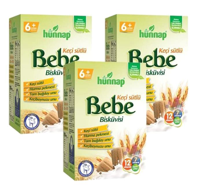 Hünnap Bebe Keçi Sütlü Laktozsuz Tahıllı Glutensiz Organik Kaşık Maması 3x400 gr