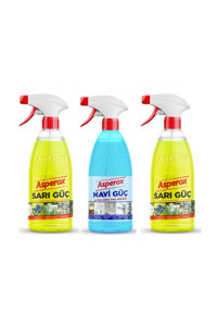 Asperox Sarı Güç-Mavi Güç Sprey Mutfak ve Banyo Temizleyici 3x1 lt