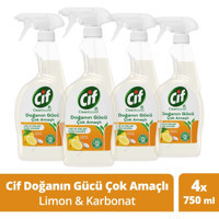 Cif Doğanın Gücü Sprey Mutfak ve Banyo Temizleyici 4x750 ml