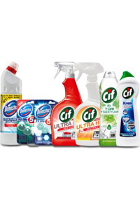 Cif Bahar Ferahlığı Jel-Krem-Sprey-Tablet Mutfak ve Banyo Temizleyici 5x750 ml