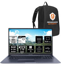 Asus Vivobook 15 X1502ZA-EJ1071 Dahili Intel Iris Xe Graphics Eligible Intel Core i5 1235U 8 GB Ram 2 TB SSD 15.6 inç Full HD Windows 11 Pro Laptop + PER4 Çanta