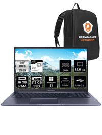 Asus Vivobook 15 X1502ZA-EJ1071 Dahili Intel Iris Xe Graphics Eligible Intel Core i5 1235U 16 GB Ram 512 GB SSD 15.6 inç Full HD Windows 11 Pro Laptop + PER4 Çanta