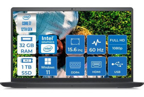 Dell Inspiron 3520 I35201013U015 Dahili Intel Iris Xe Graphics Eligible Intel Core i7 1255U 32 GB Ram 1 TB SSD 15.6 inç Full HD Windows 11 Pro Laptop