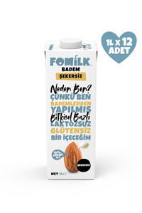 Fomilk Şekersiz Badem Sütü Laktozsuz 12'li 1 lt