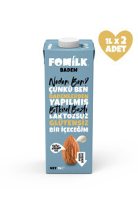 Fomilk Vegan Badem Sütü Laktozsuz 2'li 1 lt