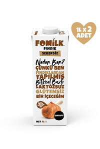 Fomilk Şekersiz Fındık Sütü Laktozsuz 2'li 1 lt