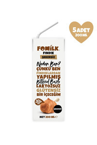 Fomilk Şekersiz Fındık Sütü Laktozsuz 5'li 200 ml