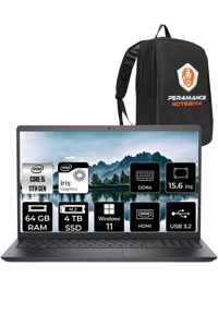 Dell Vostro 3520 N2063PVNB3520U Dahili Intel Iris Xe Graphics Intel Core i5 1135G7 64 GB Ram 4 TB SSD 15.6 inç Full HD Windows 11 Home Laptop + PER4 Çanta