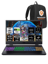 Acer Nitro 5 AN515-58-775T NH.QM0EY.002 Harici GeForce RTX 4060 Intel Core i7 12700H 96 GB Ram 1 TB SSD 15.6 inç Full HD FreeDos Oyuncu Laptop + PER4 Çanta