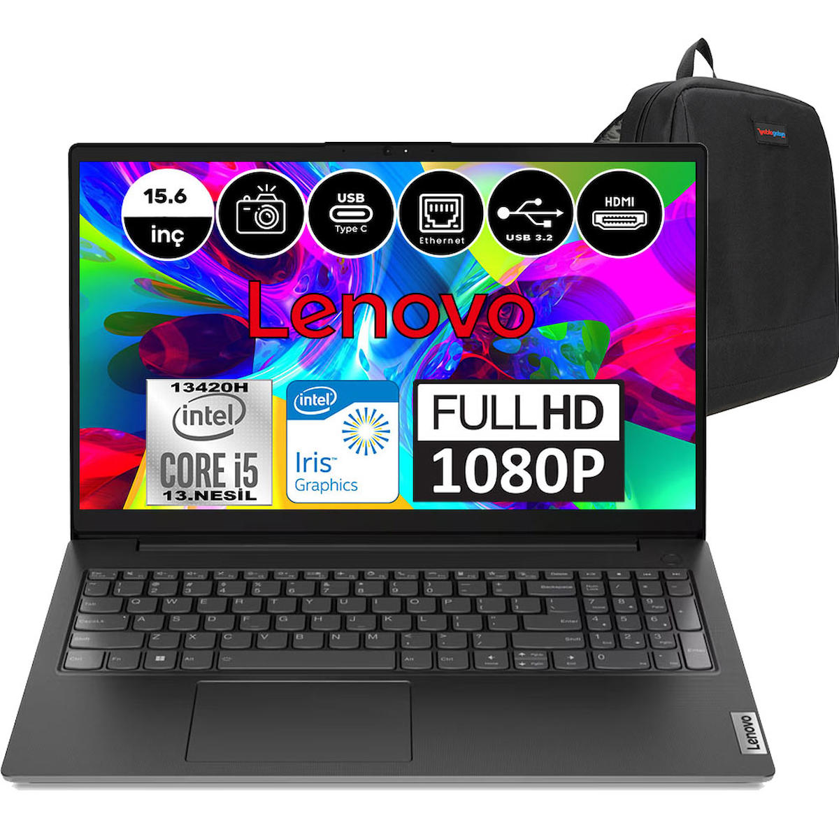 Lenovo V15 Gen 4 83A1008XTRP26 Dahili Intel UHD Graphics Intel Core i5 13420H 40 GB Ram 1 TB SSD 15.6 inç Full HD Windows 11 Pro Laptop + WeblegelsinÇanta