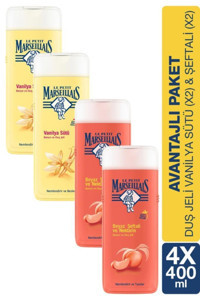Le Petit Marseillais Vaniya Sütü Beyaz Şeftalili Aromalı Nemlendirici Duş Jeli 4x400 ml