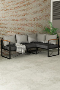 Woodesk Nature Metal 5'li Bahçe Koltuğu Gri Siyah