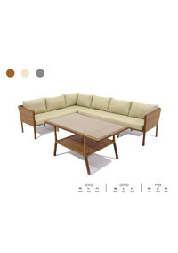 Elysian Rattan 6'lı Bahçe Koltuğu Krem Kahverengi