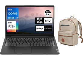 Lenovo V15 Gen 4 LAH 83A1003NTX 027 Dahili Intel Iris Xe Graphics Eligible Intel Core i7 1355U 40 GB Ram 2 TB SSD 15.6 inç Full HD FreeDos Laptop + Çanta