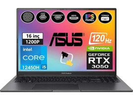Asus Vivobook 16X K3605ZC-N1013W Harici GeForce RTX 3050 Intel Core i5 12450H 8 GB Ram 512 GB SSD 16 inç Full HD Windows 11 Home Oyuncu Laptop + Snertech Çanta