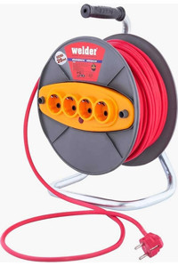 Welder Kalın Topraklı 4'lü 20 m Makaralı Uzatma Kablolu Priz Çok Renkli