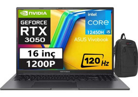 Asus Vivobook 16X K3605ZC-N1012W31 Harici GeForce RTX 3050 Intel Core i5 12450H 24 GB Ram 1 TB SSD 16 inç Full HD Windows 11 Pro Oyuncu Laptop + WeblegelsinÇanta