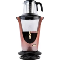 Karaca 1500 W 3 lt Su Kapasiteli Cam Tek Demlikli Tek Musluklu Plastik Elektrikli Semaver Rosegold