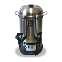Saim Metal 2500 W 30 lt Su Kapasiteli Çelik Tek Demlikli 120 bardak Çift Musluklu Çelik Elektrikli Semaver Gri