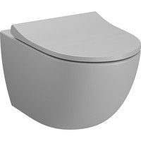 Vitra A0559 Seramik Kanalsız Arkadan Çıkışlı Gömme Duvara Sıfır Asma Gömme Klozet Gri + Vitra Sento Soft Slim Klozet Kapak