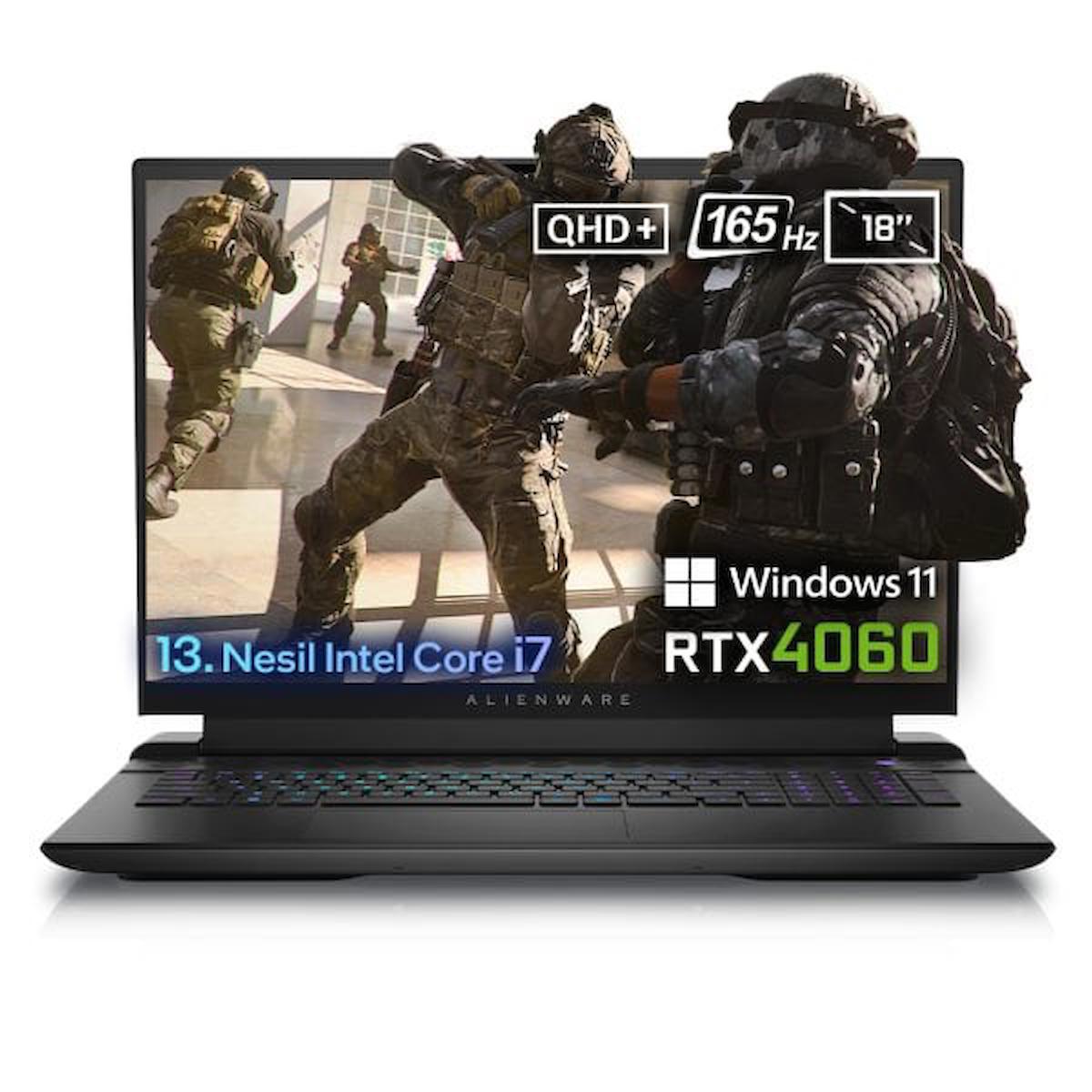 Dell Alienware M18 R1 AWM18I7X80WH Harici GeForce RTX 4060 Intel Core i7 13700HX 16 GB DDR5 Ram 512 GB SSD 18 inç QHD Windows 11 Home Oyuncu Laptop
