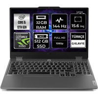Lenovo LOQ 15IAX9 83GS007VTR 06 Harici GeForce RTX 3050 Intel Core i5 12450HX 32 GB Ram 512 GB SSD 15.6 inç Full HD FreeDos Oyuncu Laptop