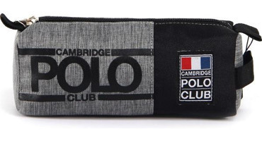 Cambridge Polo Club Street Style Gri-Siyah Düz Bez Tek Gözlü Üçgen Cüzdan Kalemlik